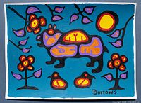 Front view of painting showing artwork details and artist signature