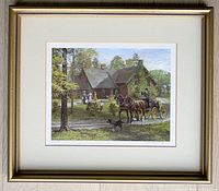 Frontal view of framed print showing artwork, matting and frame