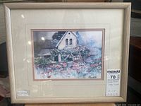 Front view of framed print showing image, mat, frame and size tag