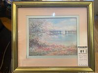 Full view of framed print showing artwork, mats, frame, glass