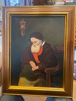 Framed oil portrait full view