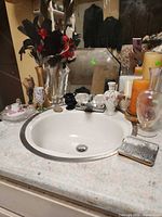 Full vanity view showing majority of decorative items