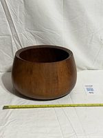 full view of teak serving bowl showing size