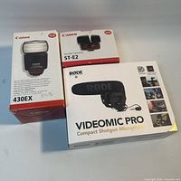 Front view of all three boxed items