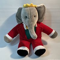 Front view of GUND Babar plush showing complete outfit and condition