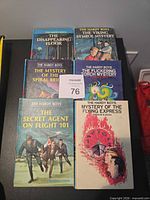 Front covers of all six Hardy Boys books showing titles and artwork