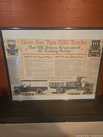 Full view of framed REO advertisement print