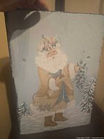 Full view of painted slate plaque showing entire design