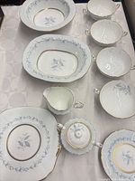 overview of all Morning Mist pieces on table