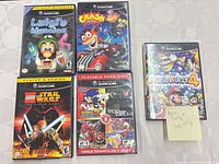 Front view of five GameCube cases