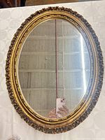 Front view of oval mirror showing full frame and glass