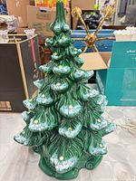 Full view of ceramic Christmas tree lamp