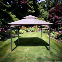 Full view of canopy set up in garden