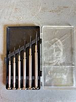 Full set of six screwdrivers in open case
