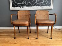 Front view of both matching bentwood armchairs