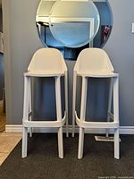 front view of both white Scab Design bar stools