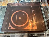 Top view of Dual 1226 turntable with dust cover closed