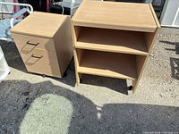 File cabinet and bookshelf together showing size and finish