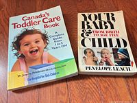 Both books front covers visible on wood floor