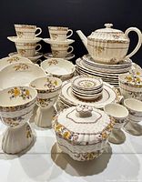 Full view of complete Spode Buttercup set