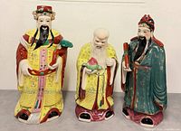 Front view of all three Fu Lu Shou porcelain figurines