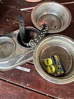 Double stainless feeder with bowls, extra bowl, leather studded collar, sealed PetSport tennis balls