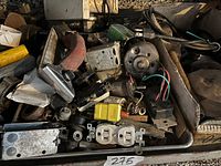 Overview of bin showing receptacles, junction boxes, motor, cords