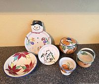 Group shot of all six Clouds Folsom pottery pieces