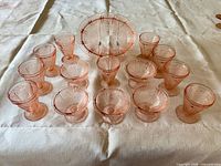Complete 15-piece set laid out on table showing bowl, sherbet dishes, and sundae glasses
