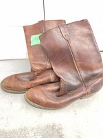 Side view of both boots showing leather condition