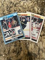 Front of all three Score 1991-92 Highlights hockey cards
