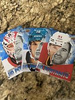 Fronts of three UD Portraits hockey cards Linus Ullmark, William Eklund, Nazem Kadri