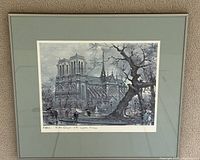 Full view of framed print on wall