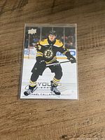 Front view of the Upper Deck Young Guns Michael Callahan rookie hockey card in sleeve
