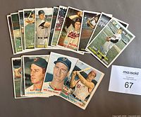 Fronts of all 17 cards laid out showing mix of players and condition