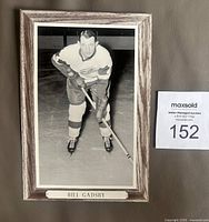 Front of Beehive hockey photo showing Bill Gadsby image, border, and caption
