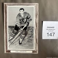 Front of the Lou Angotti Beehive cardboard photo showing image and printed border