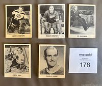 Five individual loose example cards: Gerry Cheevers, Roger Crozier, Ed Giacomin, Glenn Hall, Charlie Hodge