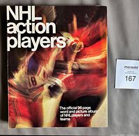 Front cover of NHL Action Players album beside lot number card