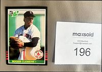 Front of Roger Clemens rookie card showing image, borders, card number absent on front