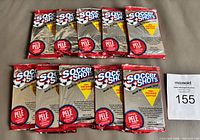 All ten sealed Soccer Shots foil packs displayed