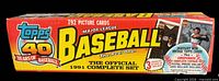 Factory box front showing Topps 40 Years of Baseball branding and set details