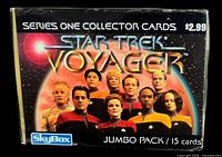 Front of sealed bundle showing Star Trek Voyager Series One collector card packaging