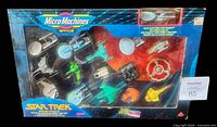 Front view of sealed Micro Machines Star Trek Collector’s Set showing 16 mini ships through clear window