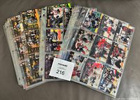 Binder pages showing assorted McDonald's hockey cards