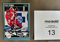 Front of autographed Steve Yzerman Score card with signature visible