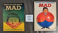 Front covers of both Mad magazine issues showing titles and cover art