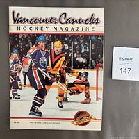 Front cover of program featuring Wayne Gretzky in action photo, $2.00 price, 1982 Campbell Conference Champions notation