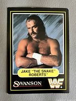 Front of the 1991 Swanson WWF Jake Roberts trading card