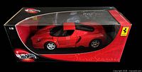 Front and side view of sealed Hot Wheels Enzo Ferrari display box